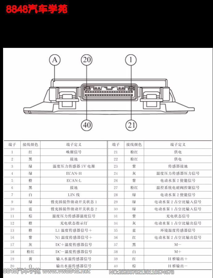 广汽传祺GE3 EV温度控制单元端子图40针